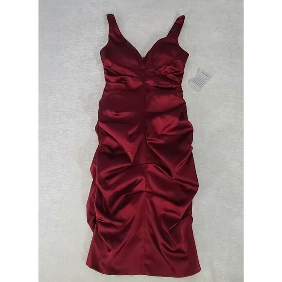 Xscape women's Satin rouched Cocktail dress Size 6 Holiday Party Sexy Homecoming - Picture 2 of 6